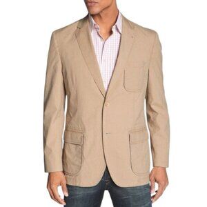 Kroon Sport Coat Men's 46R Harrison Wash Cotton Blend Tan Jacket Unstructured